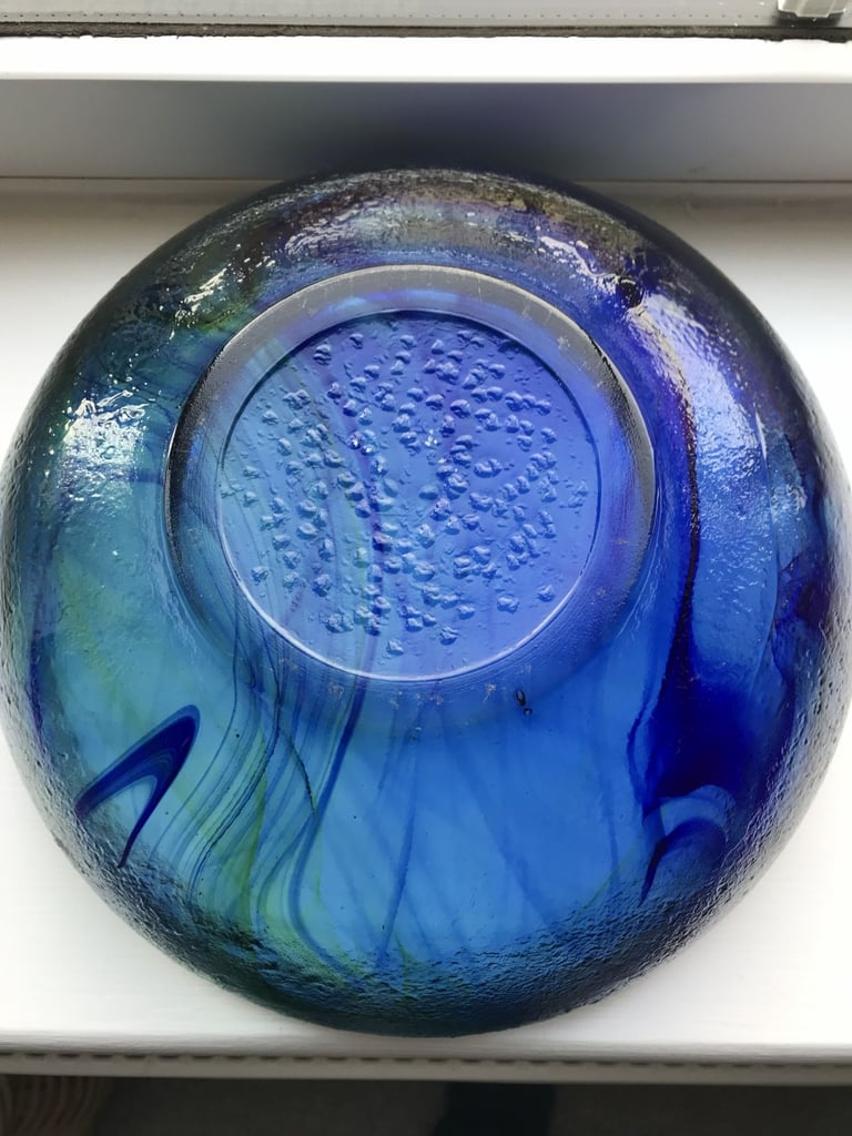 Blue & Green swirl glass bowl