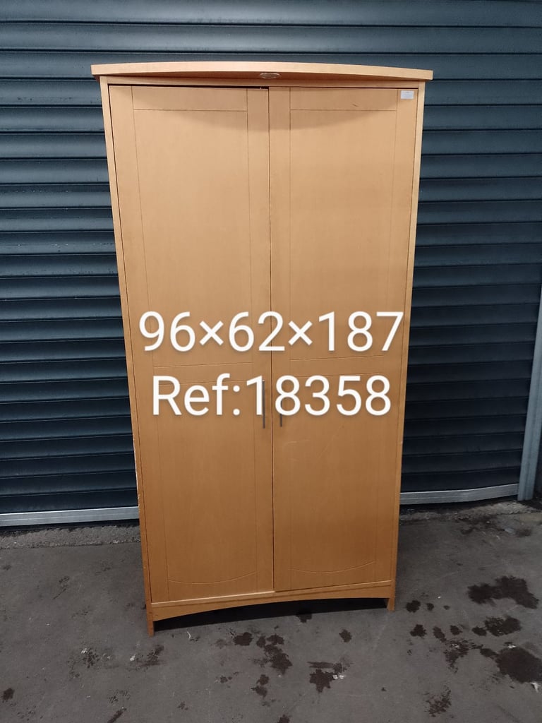 2 door wardrobe 96cm x 62cm x 187cm, Ref:18358