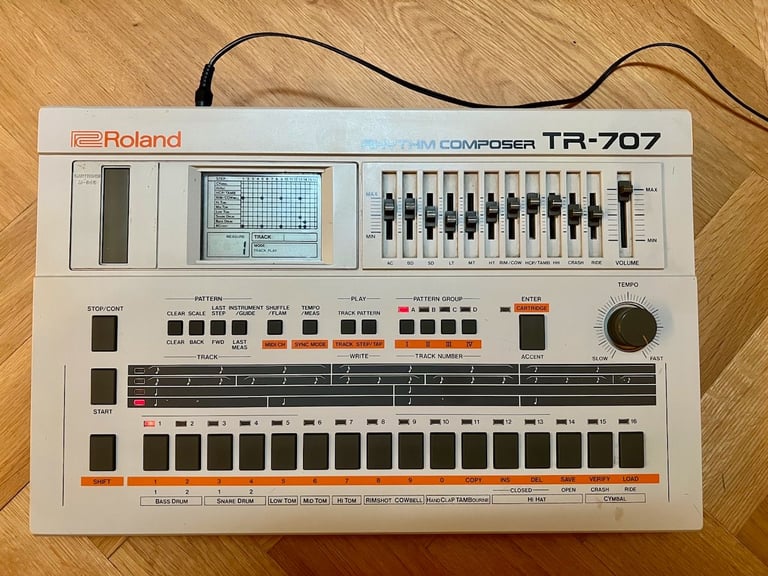 Roland TR-707 Drum machine with both HKA V2 ROM Expansion and Cymbals Board