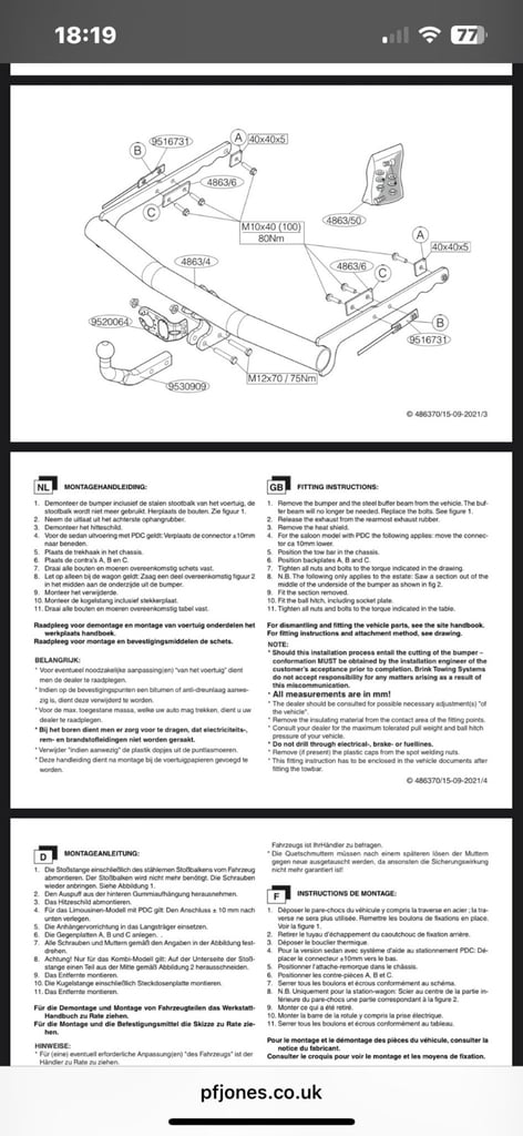 Ford Mondeo 2011 tow bar