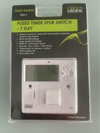 image for GREENBROOK T205-C SURFACE-MOUNTED DIGITAL 7-DAY FUSED TIMER SPUR SWITCH