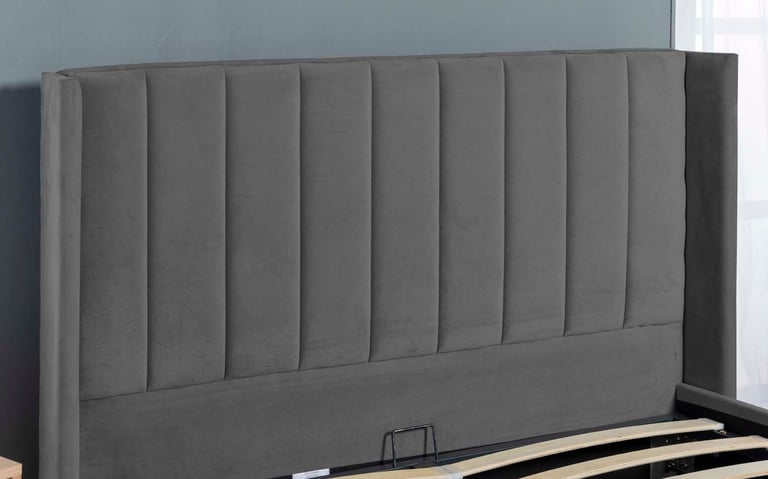 NEW OTTOMAN PANEL WING PLUSH VELVET UPHOLSTERED BED FRAME DOUBLE & KING SIZE