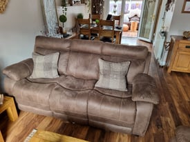 3 Seater Brown Fabric Sofa