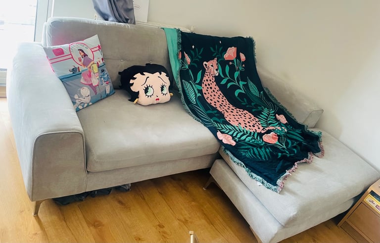 Large grey lounge room L shape corner comfy sofa two three seater