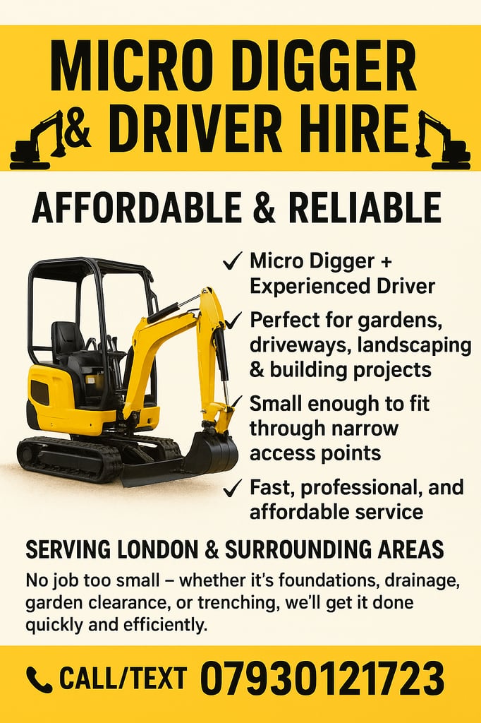 Micro Digger and Driver  Hire  