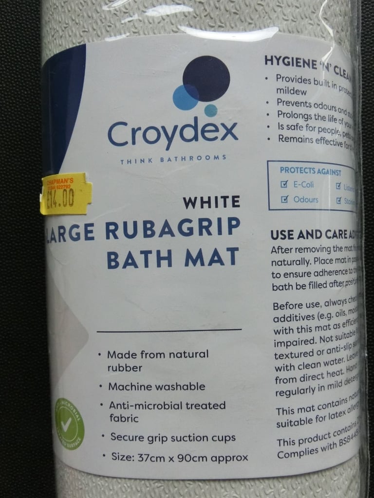 Croydex Large Rubagrip Bath Mat - 37 x 90cm - Ascot Berks
