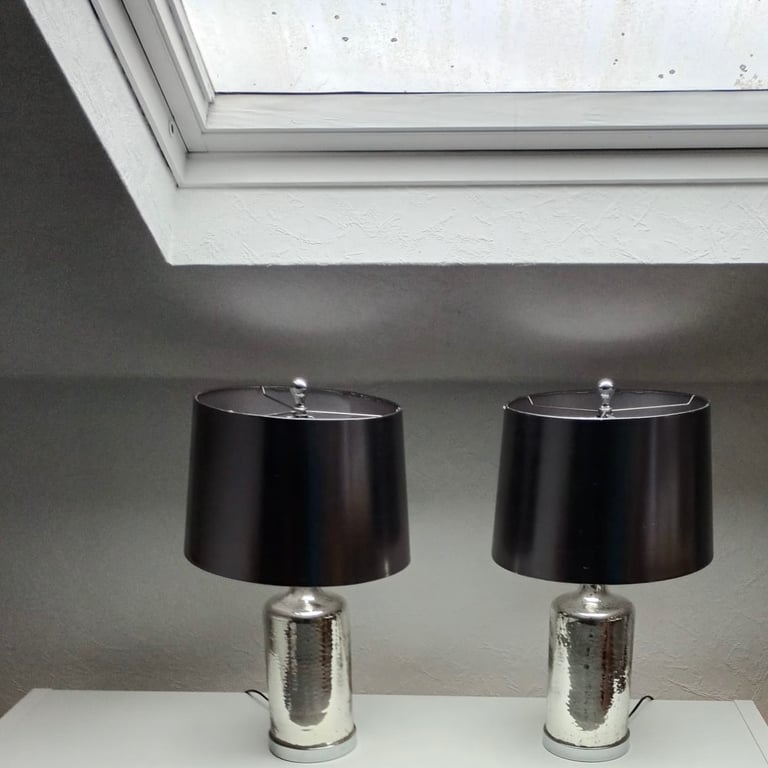 2 Silver Table Lamps 