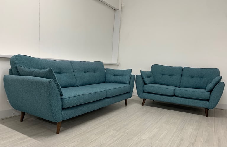 image for dfs French Connection Zinc 4 Seater & 2 Seater Sofas Teal Fabric *Delivery Available* 