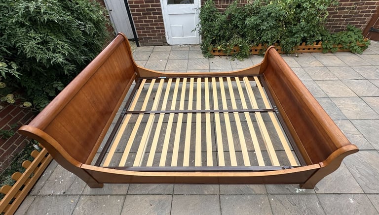 Wonderful French Exigence Couture NF Sleigh Cherrywood King Bed Frame – Good Condition 