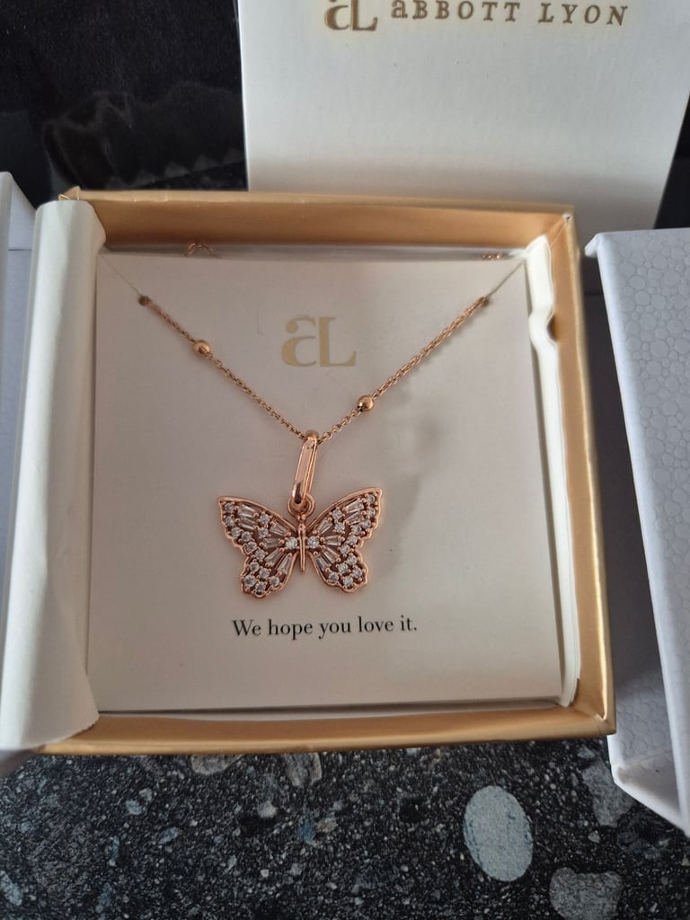 2x Abbott Lyon Crystal Butterfly Sphere Chain Necklace