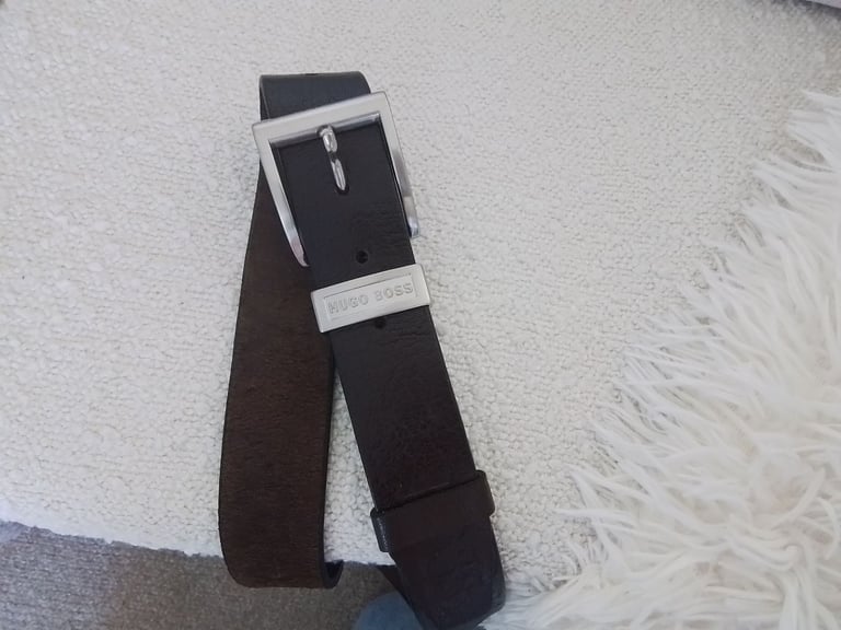 Belt Mens Dark Brown Leather Belt - Hugo Boss 