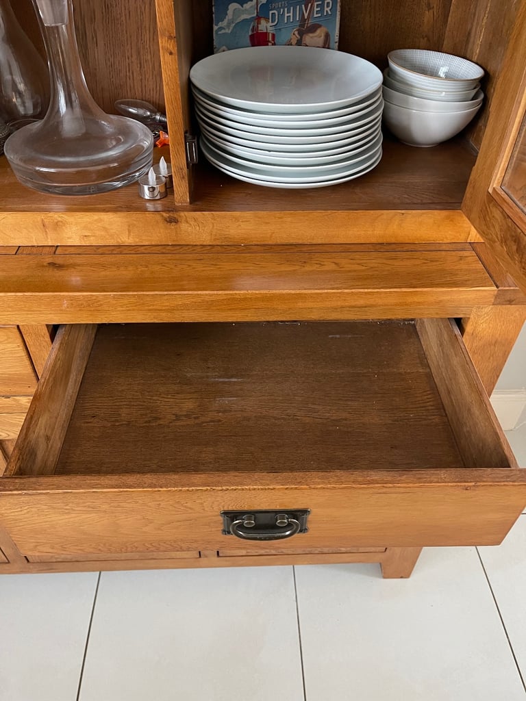 Solid oak kitchen dresser - medium brown