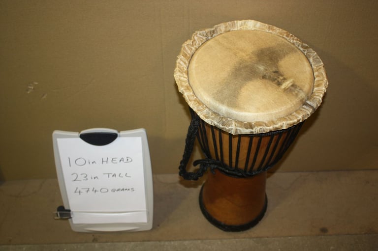 African Wooden Djembe Drum 10.1/2in Head x 23in High ~ Weight 4740 grams ~ £75 ono