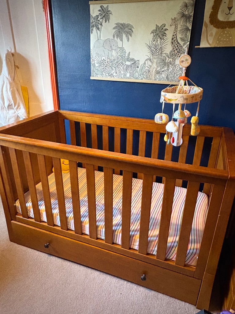 image for Free wooden oak cot and toddler cotbed