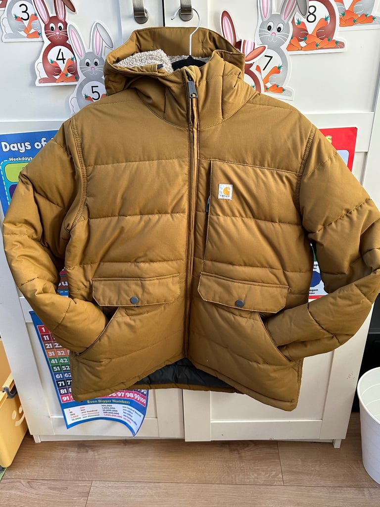 image for Carhartt women’s Montana jacket - Sherpa lined    Rain defender Mustard colour Size large (uk 14)