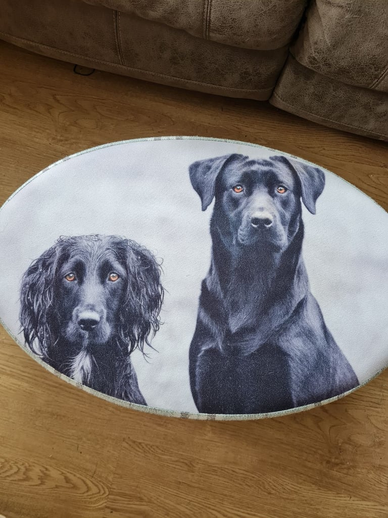 image for Dog Print Oval Footstool