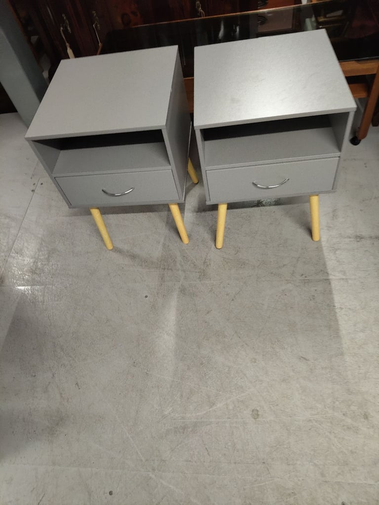 Modern grey bedside cabinet s x2 