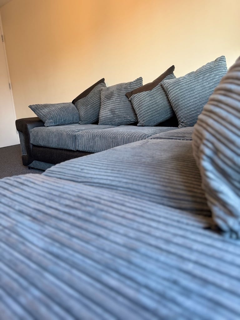 Brand New - Dino Black/Grey Colour Corner Sofa - Right/Left Side SAME/NEXT DAY DELIVERY