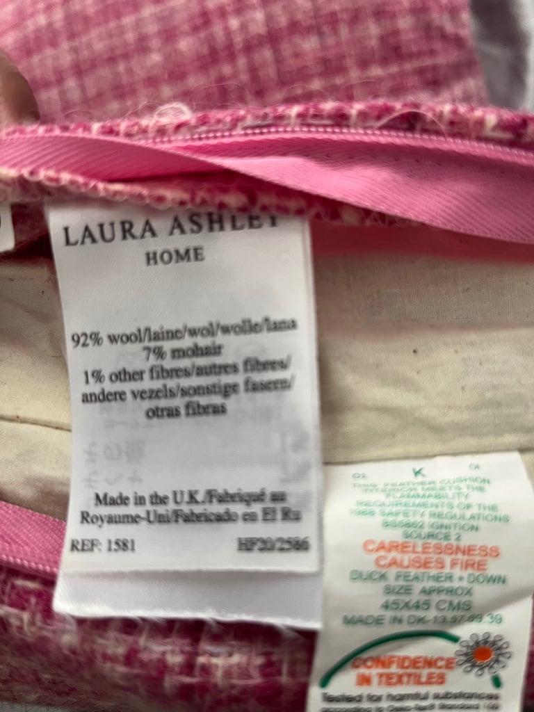 Cushions - Pair of Laura Ashley Wool Cushions with Duck Feather inserts