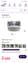 DFS grey swivel cuddle sofa chair