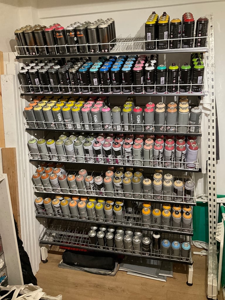 Spray Can Racking from Molotow, holds all brands like Loop MTN94 Flame Ironlak NBQ etc