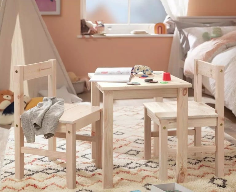 image for  Kids Scandinavia Solid Wood Table & 2 Chairs-Pine - 498/1699