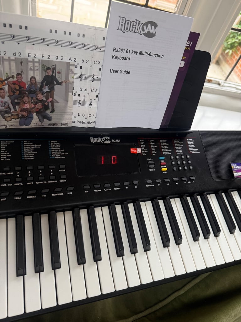 RockJam RJ361 61 Key Portable Electric Keyboard Piano with Power Supply