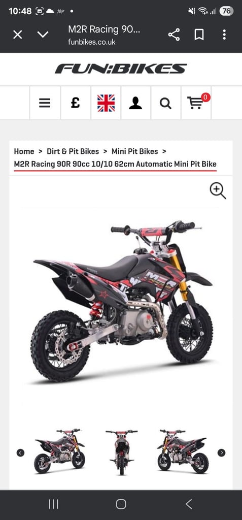 image for M2R Racing 90R 90cc 10/10 62cm Automatic Mini Pit Bike