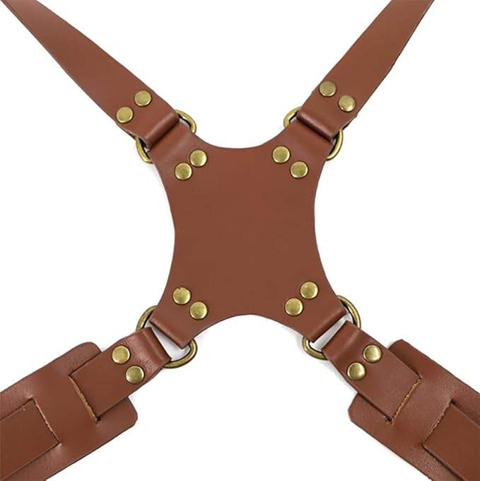 Camera Strap Accessory For Two Cameras Adjustable Dual Shoulder Leather Harness