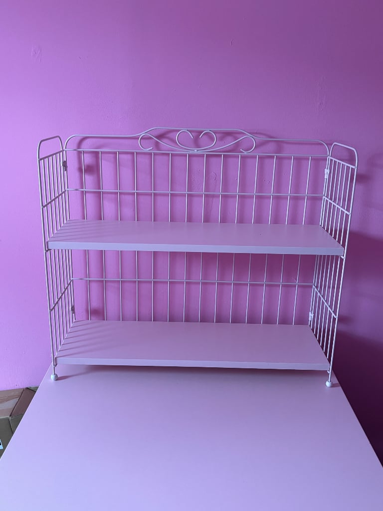 Pink table with shelf