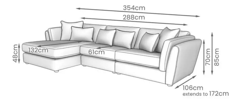 DFS Ada Chenille Left Hand Facing Large Chaise Sofa & Cuddler Sofa