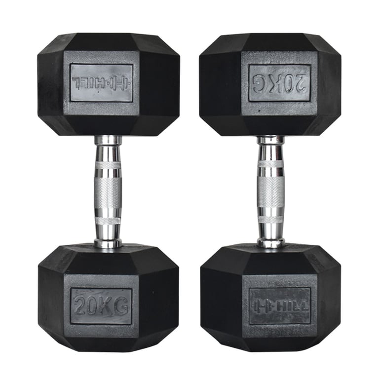 Hill Icon Rubber Hex Dumbbell Set 2.5kg - 20kg - Weights Gym