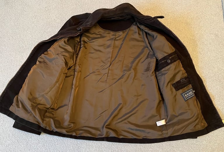 Maine New England black, brushed cotton, zip front, men's medium-sized jacket
