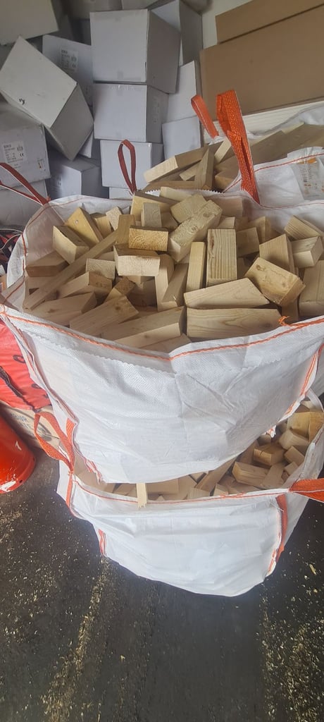 Timber bulk bags off cuts burning blocks 