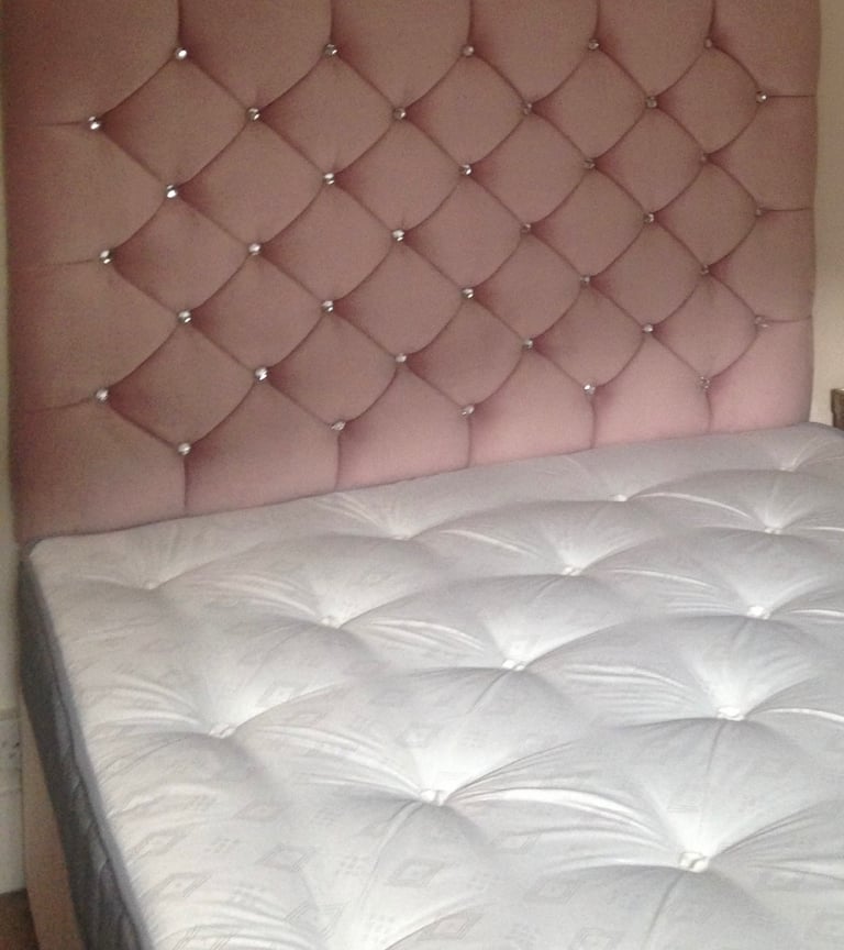 King size divan bed with headboard and mattress 
