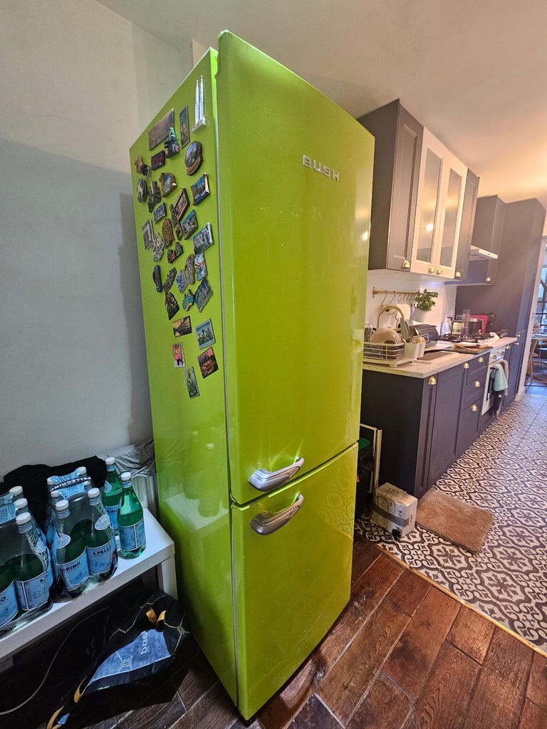 image for Stylish Green Retro Fridge Freezer – Frost Free – £190 – Pickup Only