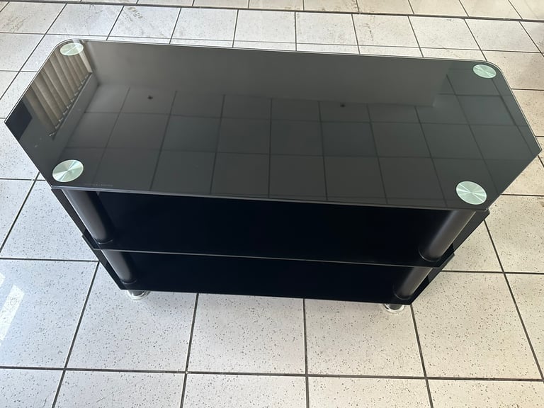 Glass TV table in black