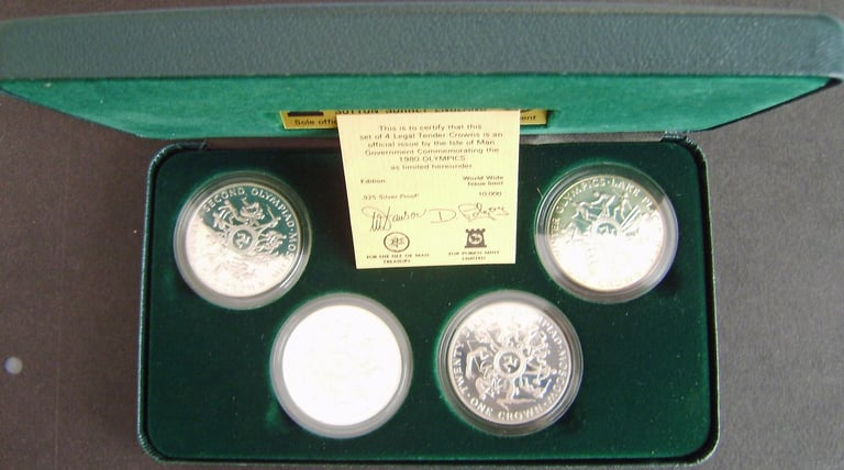 image for 1980 22nd Olympic silver proof4 crown coin set of 4 Isle of Man
