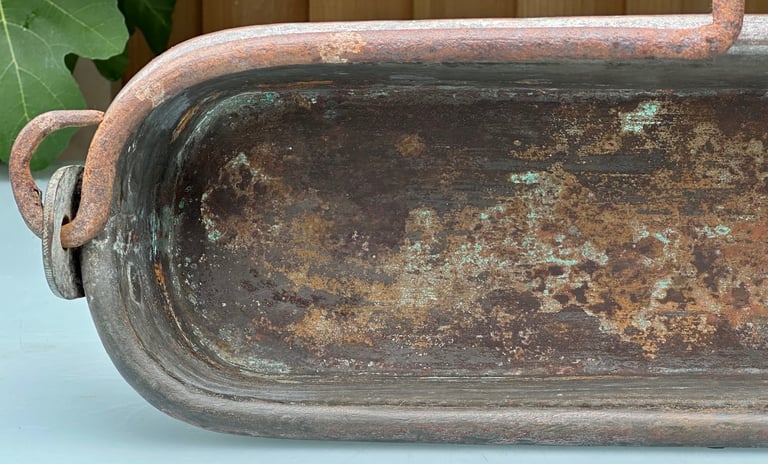 ANTIQUE FRENCH COPPER FISH KETTLE, PAN, JARDINIERE, PLANTER, 58cm long 4kg - 1900s - WILL POST!