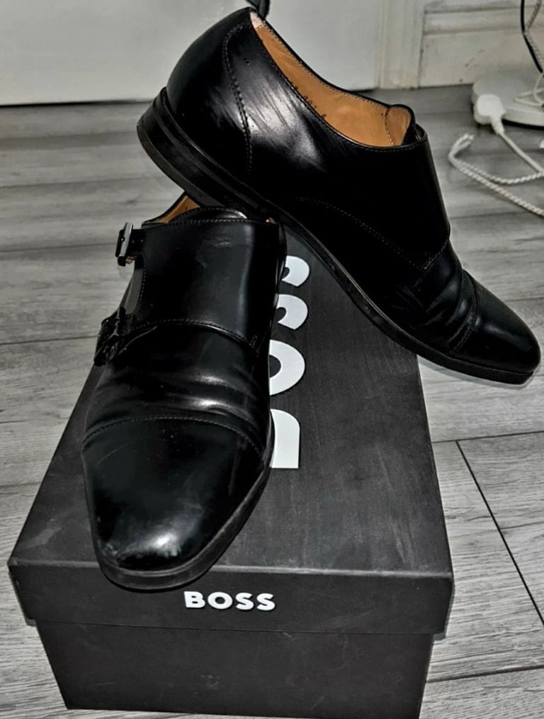 Hugo boss leather monk shoes 