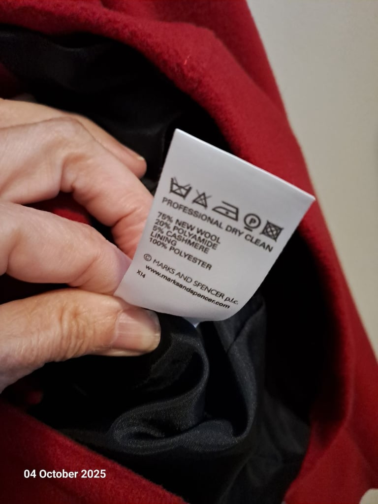 Marks and spencer red wool mix. 5% cashmere short jacket,  size 14