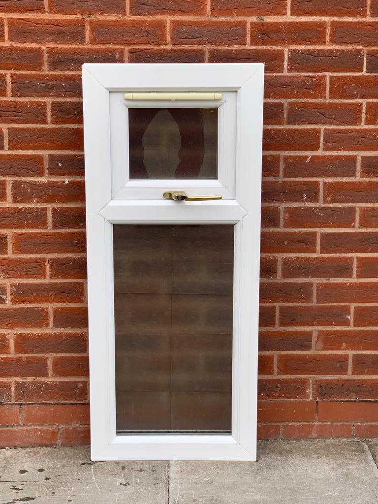 UPVC DOUBLE GLAZED BATHROOM WINDOW WITH TOP OPENER 48.5cm WIDE 113.5cm HIGH