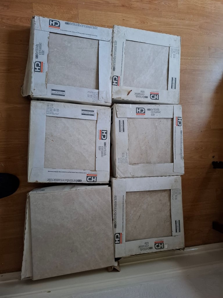 image for  6sqm of square unused ceramic boxed floor tiles
