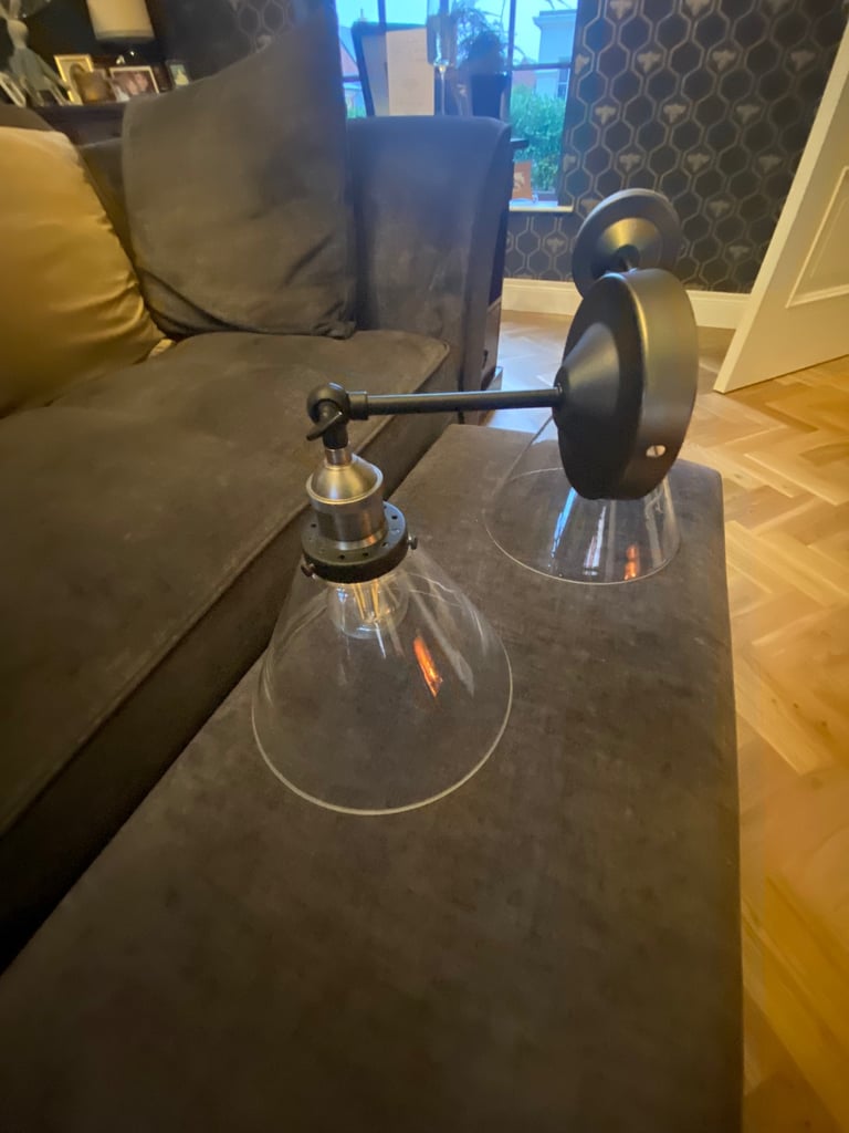 Pewter Glass Wall lights x 2