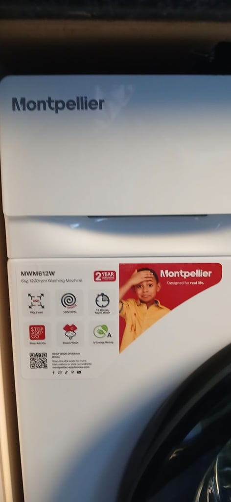White Montpellier MWM 612w,,,1200 spin with 6kg load washing machine 