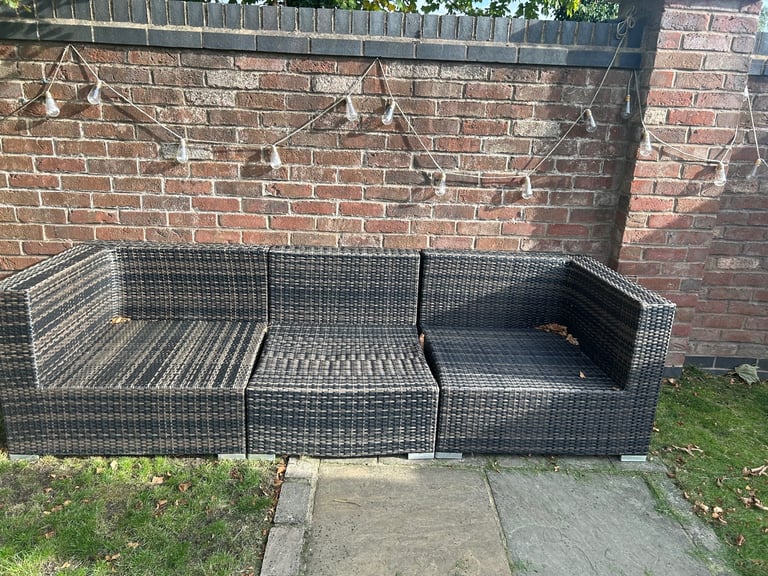3 x seater brown rattan outdoor seating 
