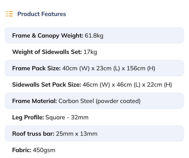 GAZEBOS - TWO 3m x 6m Trader Steel 32 Series - Also inc. Heaters, Gutters, Joining Strips
