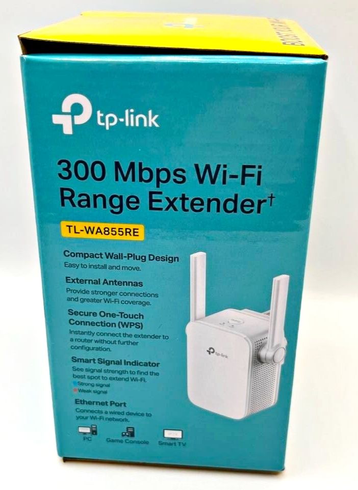 TP-Link N300 Wi-Fi Range Extender 300 Mbps 2.4GHz TL-WA855RE Wall Plug NEW, BOXED