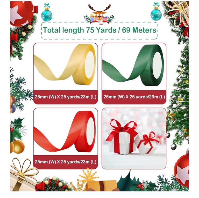 Ribbon for Gift Wrapping( brand new) 3pcs