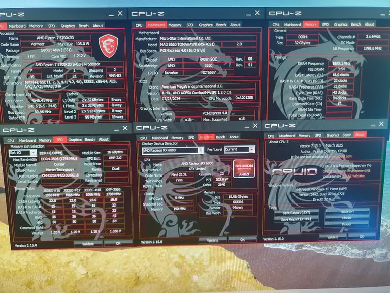 Ryzen 7 5700X3D, RX 6800 16GB GPU, 32GB Ram, Lan Li Case, Windows 11